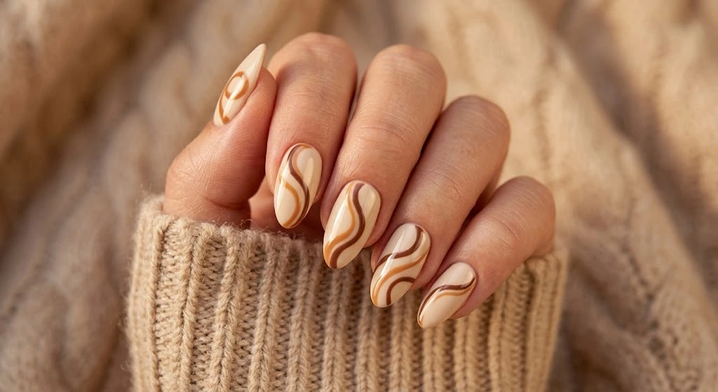 Caramel Swirl Nails