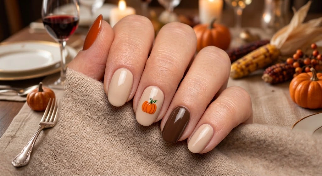 Mini Pumpkin Accent Nails