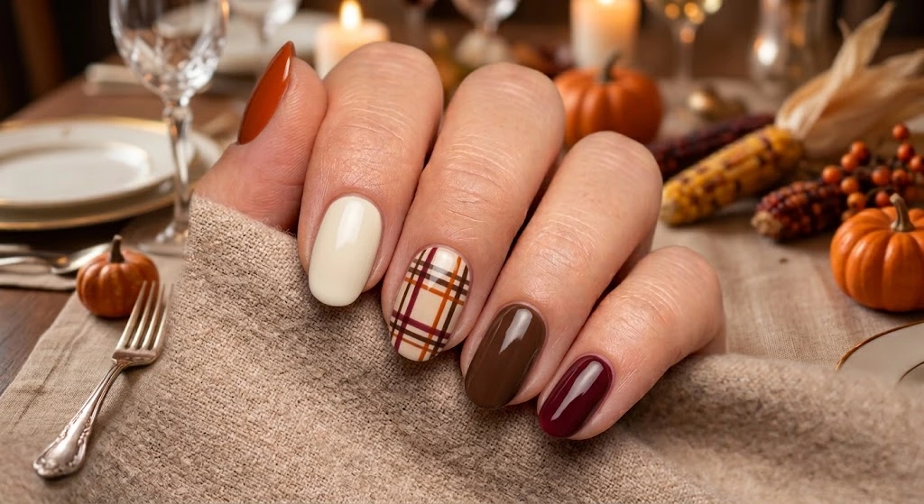 Plaid Thanksgiving Nails