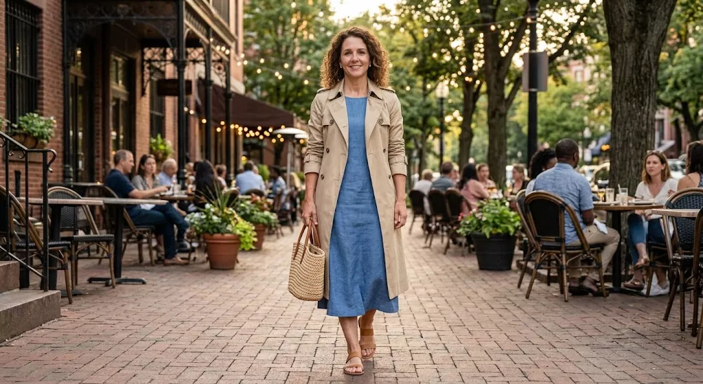 Trench Coat With a Simple Summer Dress
