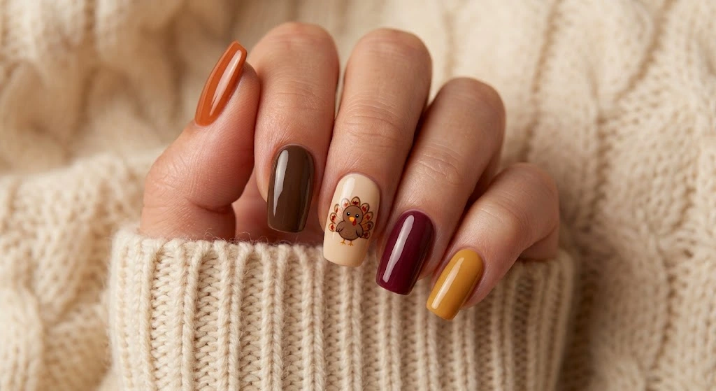 Turkey Thanksgiving Nails
