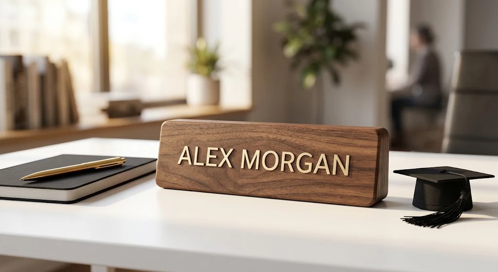 16. Personalized Desk Nameplate