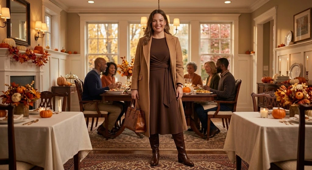 Chocolate Brown Dress With Tall Boots