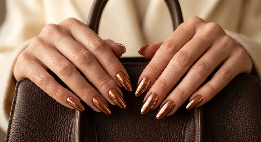 Copper Chrome November Nails