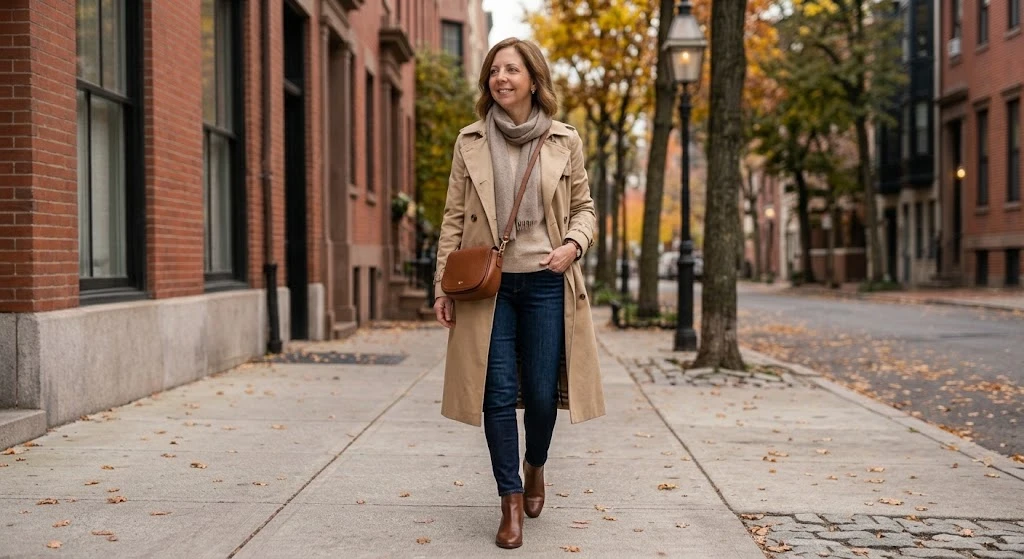 Trench Coat With a Sweater and Skinny Jeans